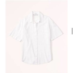 NWT - Abercrombie Womens Small White Short Sleeve Oversized Button Down Shirt